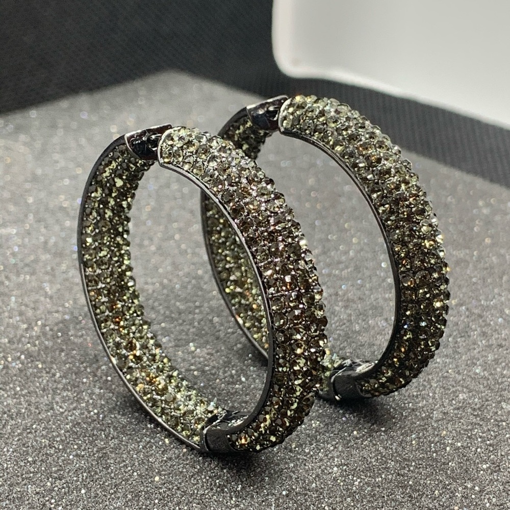 Joan Boyce Large Pave Crystal Earrings.